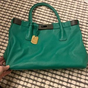 Furla leather green tote